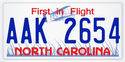 NC license plate AAK2654