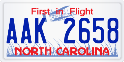 NC license plate AAK2658