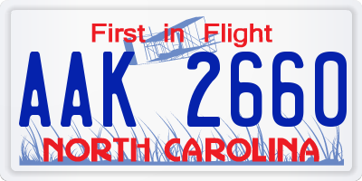 NC license plate AAK2660