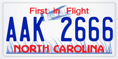 NC license plate AAK2666