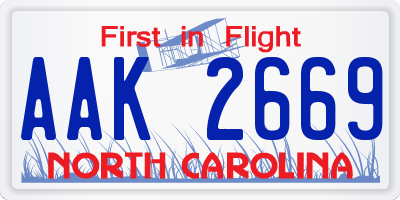 NC license plate AAK2669