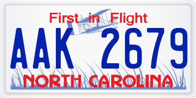 NC license plate AAK2679