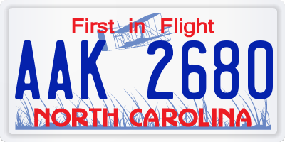 NC license plate AAK2680