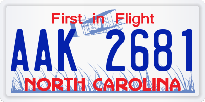 NC license plate AAK2681
