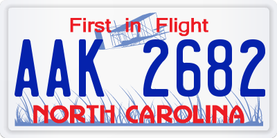 NC license plate AAK2682