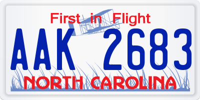 NC license plate AAK2683