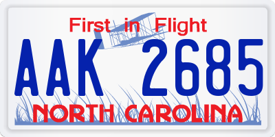 NC license plate AAK2685