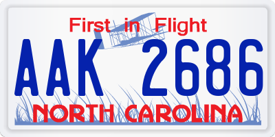NC license plate AAK2686