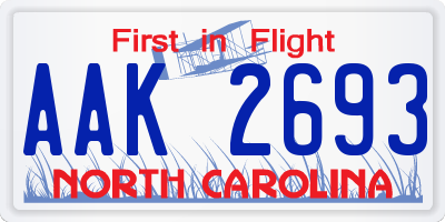NC license plate AAK2693