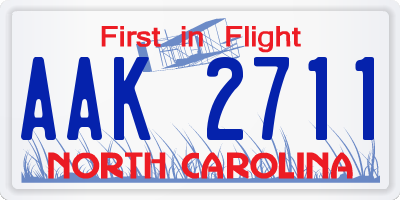 NC license plate AAK2711