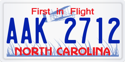 NC license plate AAK2712