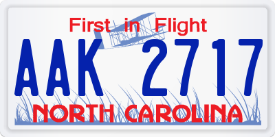 NC license plate AAK2717