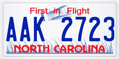 NC license plate AAK2723