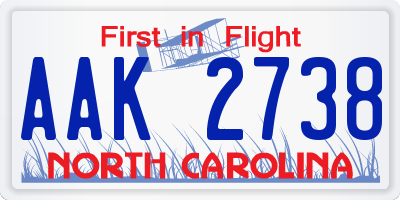 NC license plate AAK2738