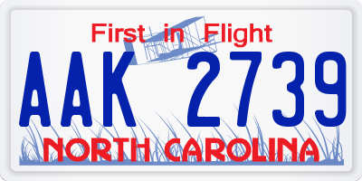 NC license plate AAK2739