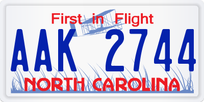 NC license plate AAK2744