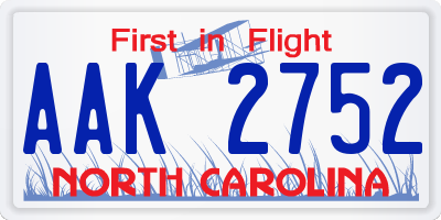 NC license plate AAK2752