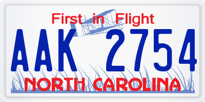 NC license plate AAK2754