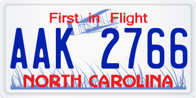 NC license plate AAK2766