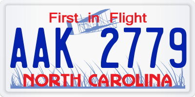 NC license plate AAK2779