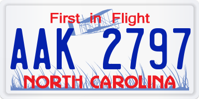 NC license plate AAK2797
