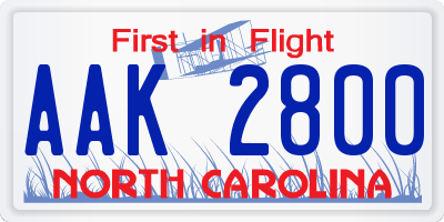 NC license plate AAK2800