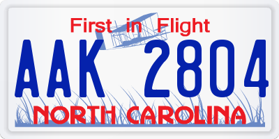 NC license plate AAK2804