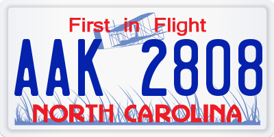 NC license plate AAK2808