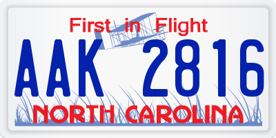 NC license plate AAK2816