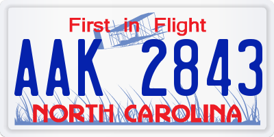 NC license plate AAK2843