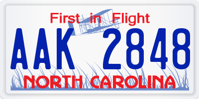 NC license plate AAK2848