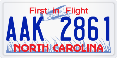 NC license plate AAK2861
