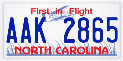 NC license plate AAK2865