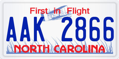 NC license plate AAK2866