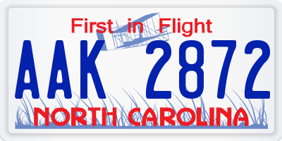 NC license plate AAK2872