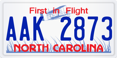 NC license plate AAK2873