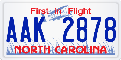 NC license plate AAK2878