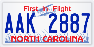 NC license plate AAK2887