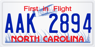 NC license plate AAK2894