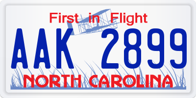 NC license plate AAK2899