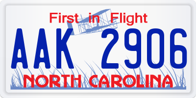 NC license plate AAK2906