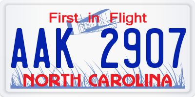 NC license plate AAK2907