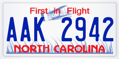 NC license plate AAK2942