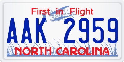 NC license plate AAK2959