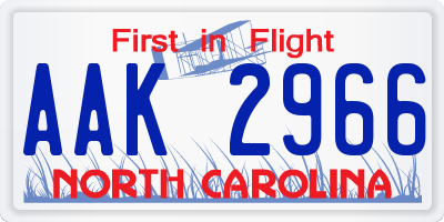 NC license plate AAK2966