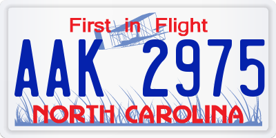 NC license plate AAK2975