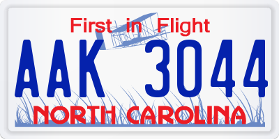 NC license plate AAK3044