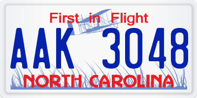 NC license plate AAK3048