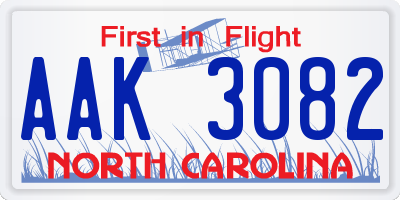 NC license plate AAK3082