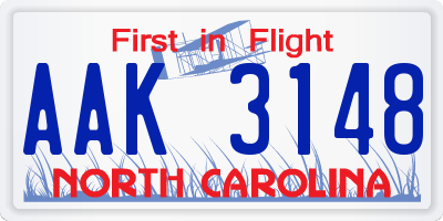 NC license plate AAK3148